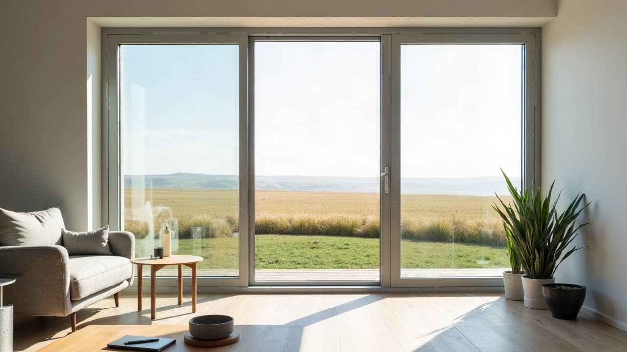 Baie vitrée sur mesure posée dans un pavillon rénové à Aulnat, finition intérieure soignée