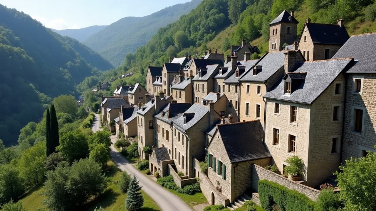 Le bourg de Ceyrat construit en pente sur le versant du puy de Gravenoire