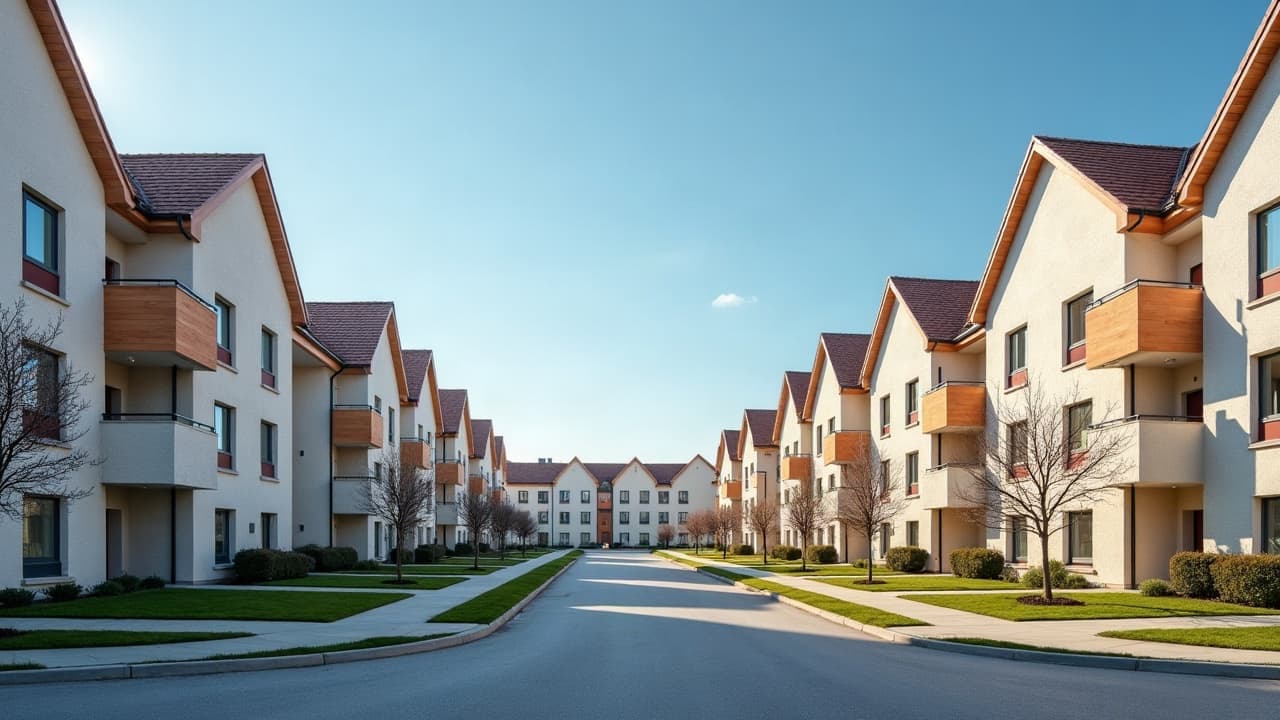 Le quartier du Patural à Gerzat, immeubles rénovés dans la plaine de Limagne