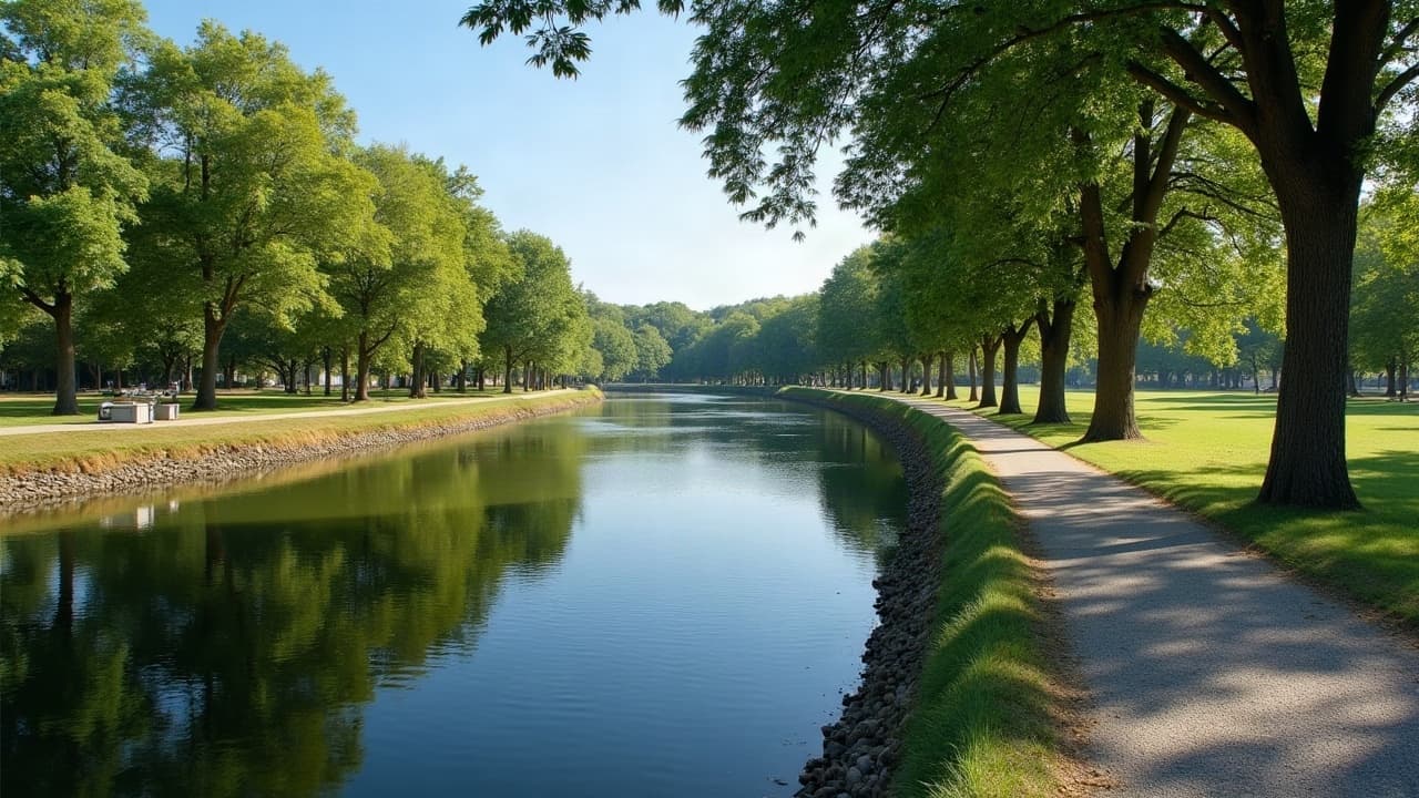 Bord de l'Allier et parcs arborés au Cendre, commune au sud-est de Clermont-Ferrand